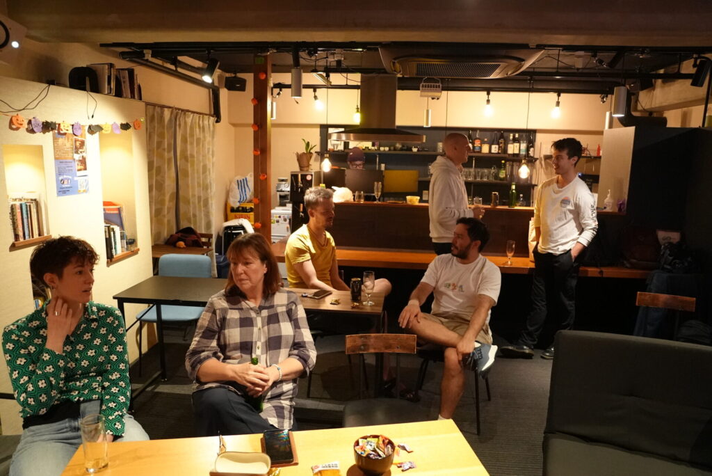 The whole space set up for an evening event